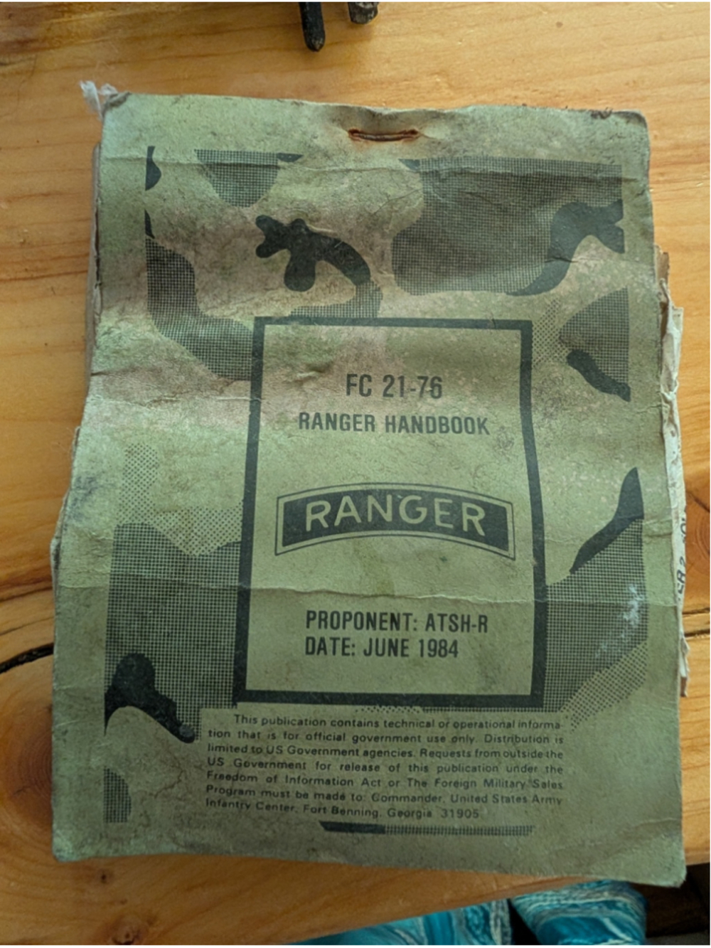 Vintage 1984 US Army Ranger Handbook Vintage 1984 US Army FC 21-76 Ranger